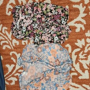 2pc- floral sheer tie front cardigan size Xlarge.